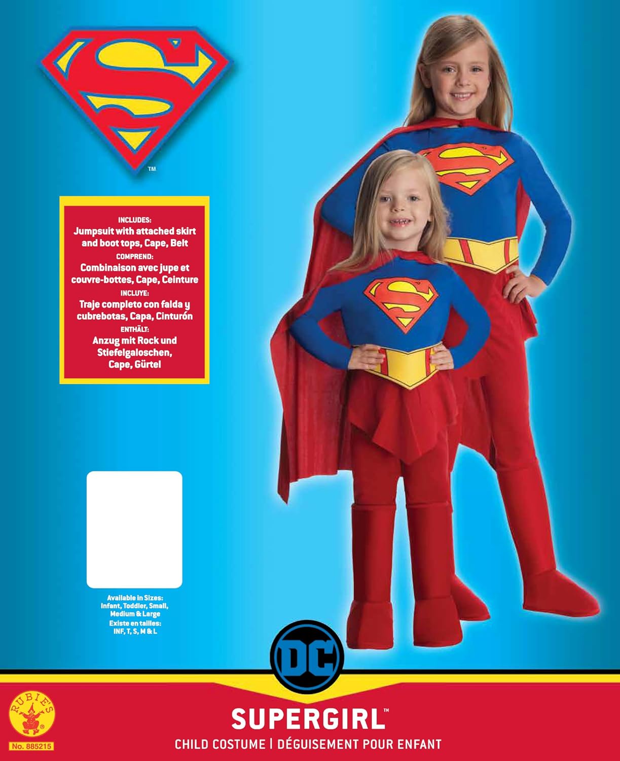DC Comics Superheroes: Supergirl Costume for Kids, Girls Costume