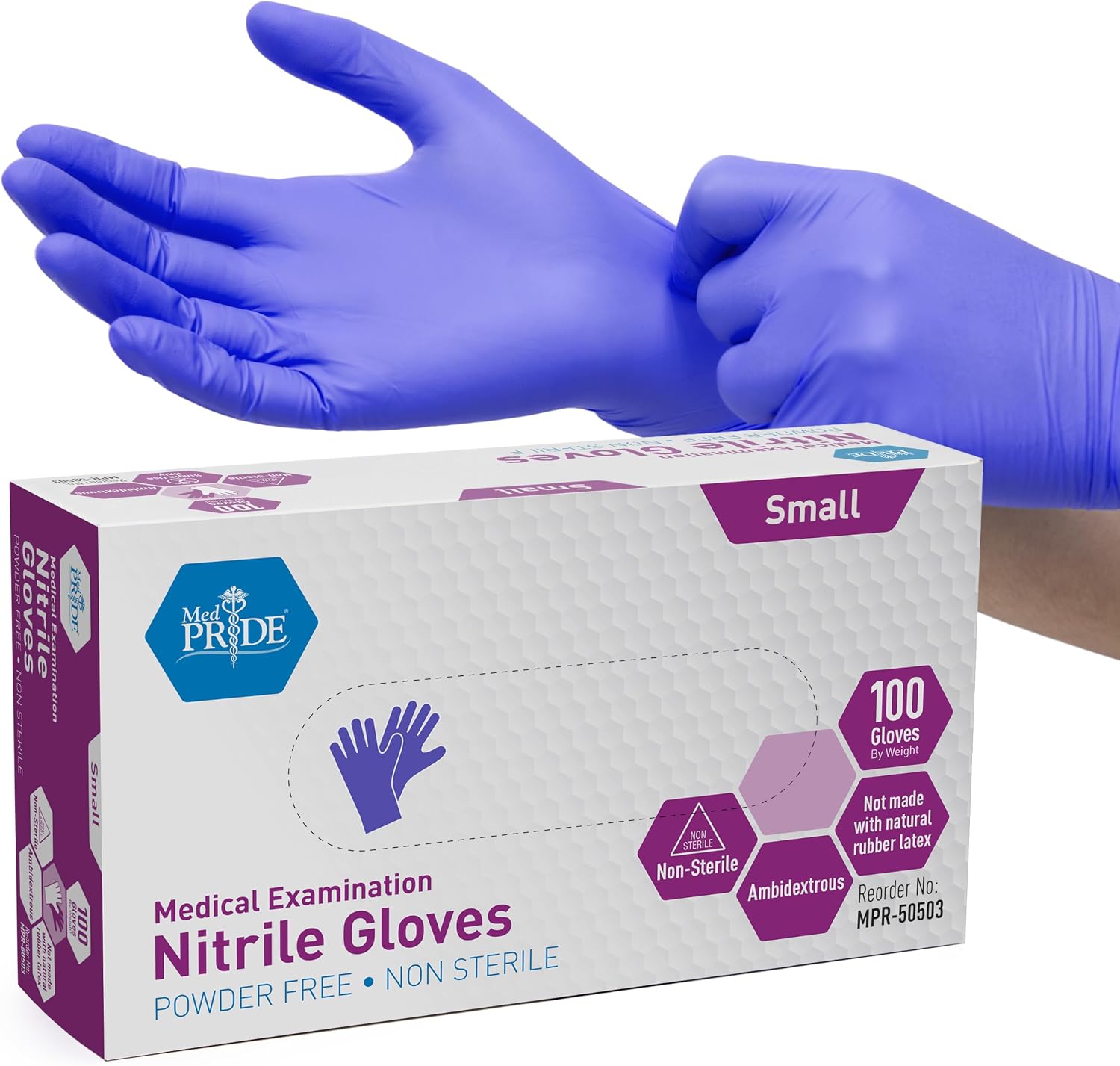 MedPride Powder-Free Nitrile Exam Gloves (Small (Pack of 100))