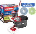 79349 Spin Mop Cleaning System with 3 Microfiber Mop Heads, Red/Black