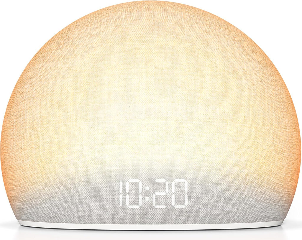 Sunrise Alarm Clock with White Noise Sound Machine for Bedroom | Wake-Up Light, 5 Gentle Alarm Sounds, 20 Soothing