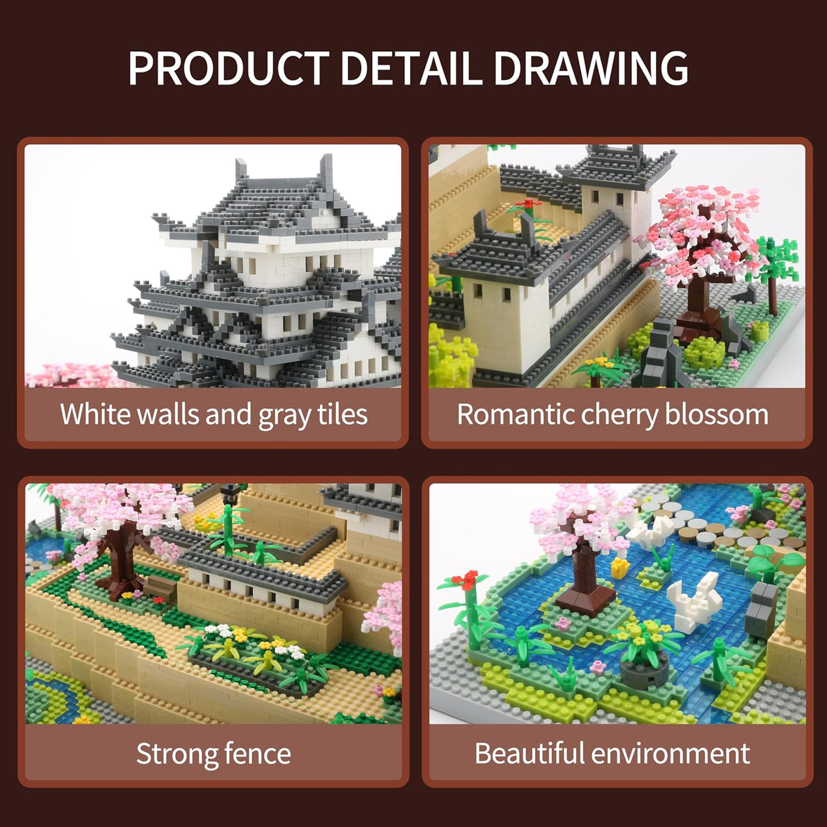 Japan Himeji Castle Miniature Building Blocks Model 10080 Pieces