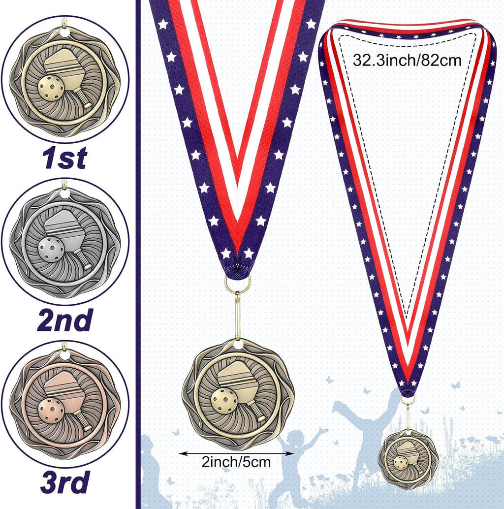 Metal Fusion Medals 2" Cornhole Dinkball Soccer 1st 2nd 3rd Place Award Medals with Ribbons Gold Silver Brown Trophy