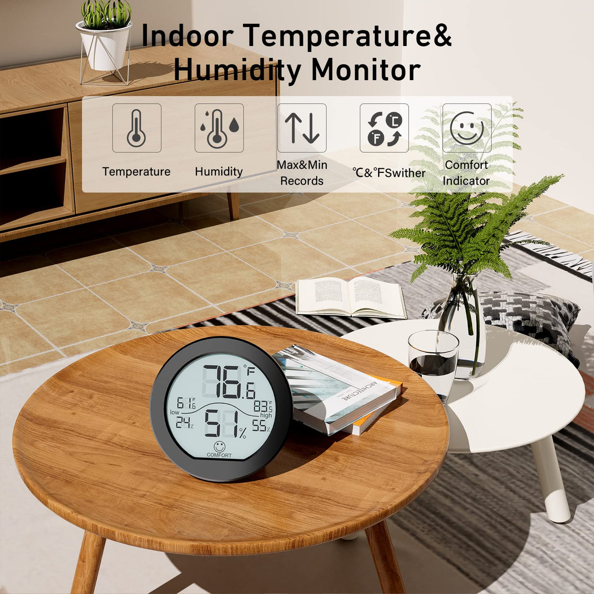 Indoor Digital Hygrometer Thermometer for Room Temperature Humidity Meter