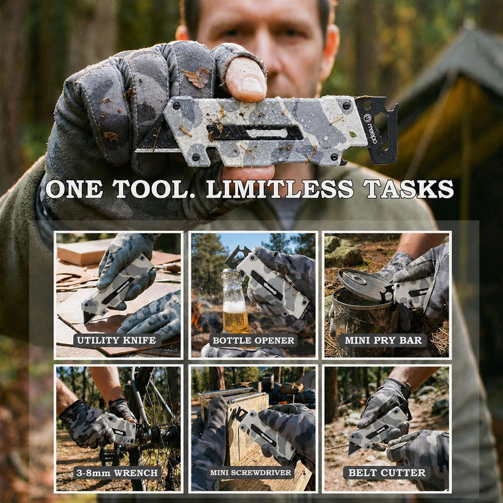 4-Pack 5 In 1 Box Cutter, Al-Alloy Utility Knife w/ 100-Pcs Blades