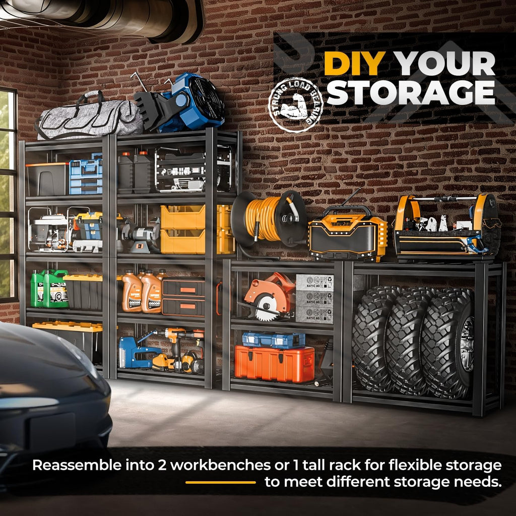 5-Tier Storage Shelves, 72" H Heavy Duty(3000LBS Capacity) Adjustable Garage Shelving, Metal Storage Utility Rack