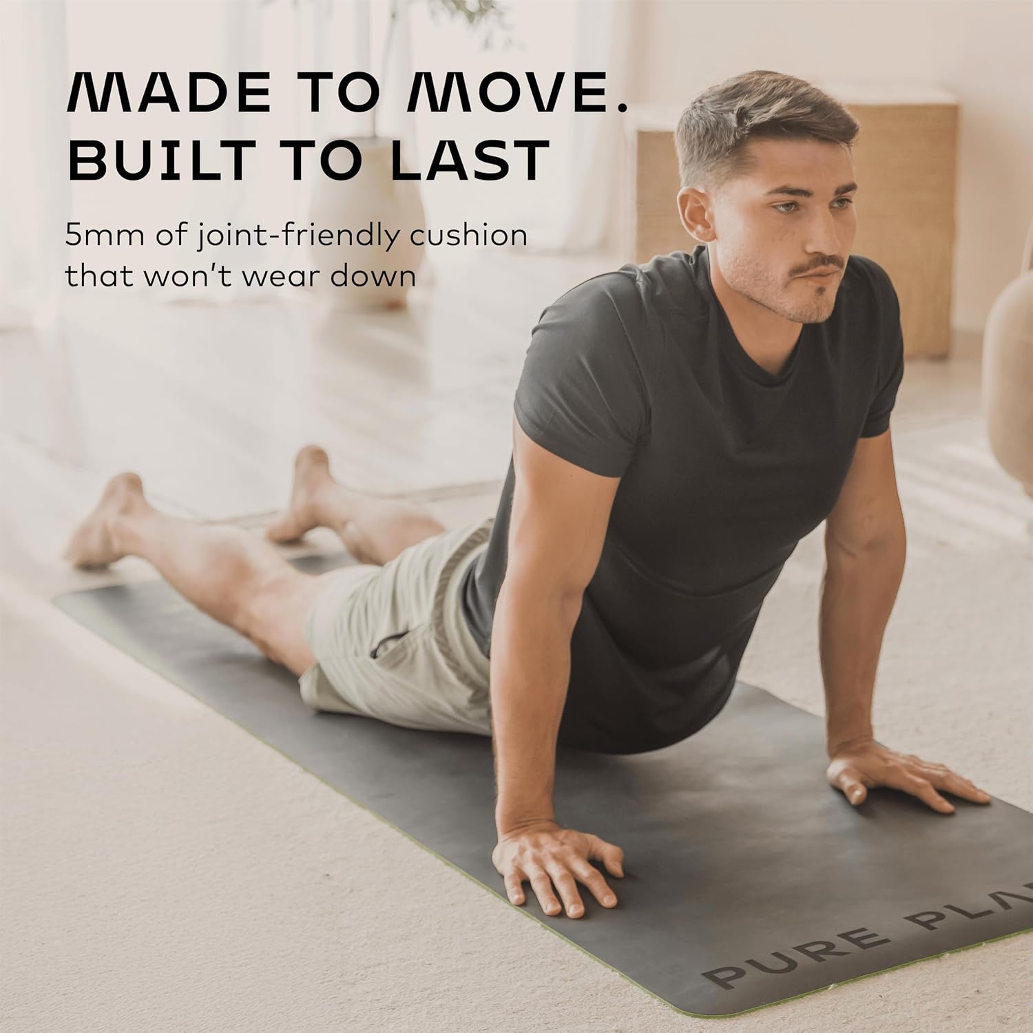 Reversible Yoga Mat - 5mm Thick Dual Sided Non-Slip Exercise Mat Made with 100% Recyclable Natural Rubber