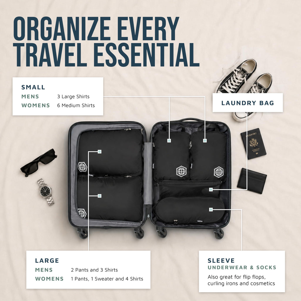 Compression Packing Cubes for Carry-On Travel 6-Pack