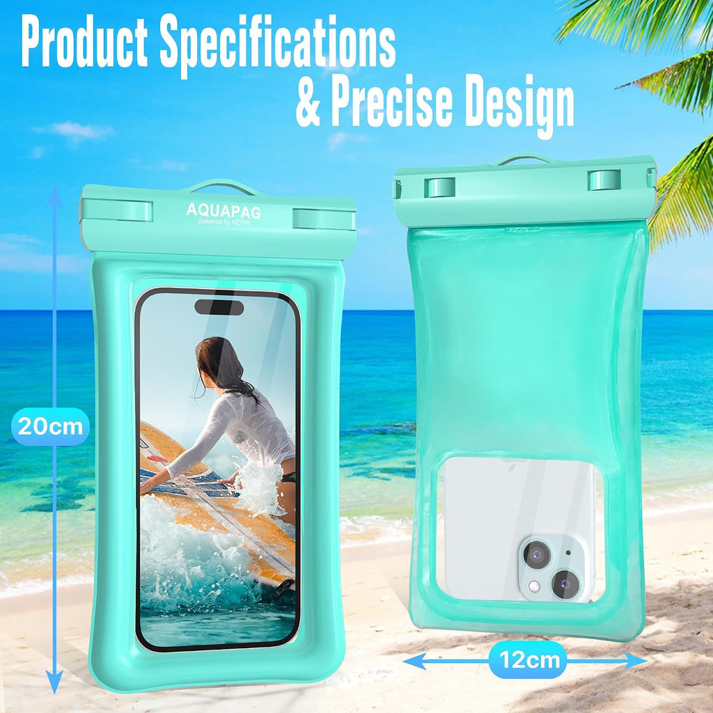 IP68 Waterproof Phone Pouch 2 Pack-Up to 8.0"，Adjustable Neck Lanyard Floating Waterproof Phone Case for iPhone,Phone