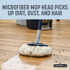 Spin Mop System with Extra Mop Head Refill - Two-Bucket Design with Splash Guard Built-in Measuring Cup and Scraper