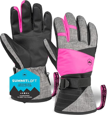Women's Waterproof Ski Gloves - Adult Snowboarding Gloves