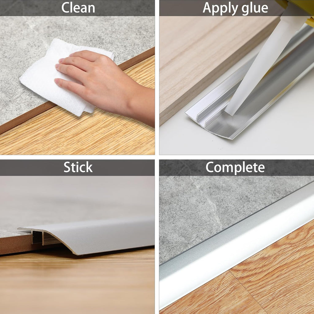 Aluminum Floor Transition Threshold Strip, Bridge the Height Gap Between 0.2 to 0.5 inches for Doorway Ramp Tiles