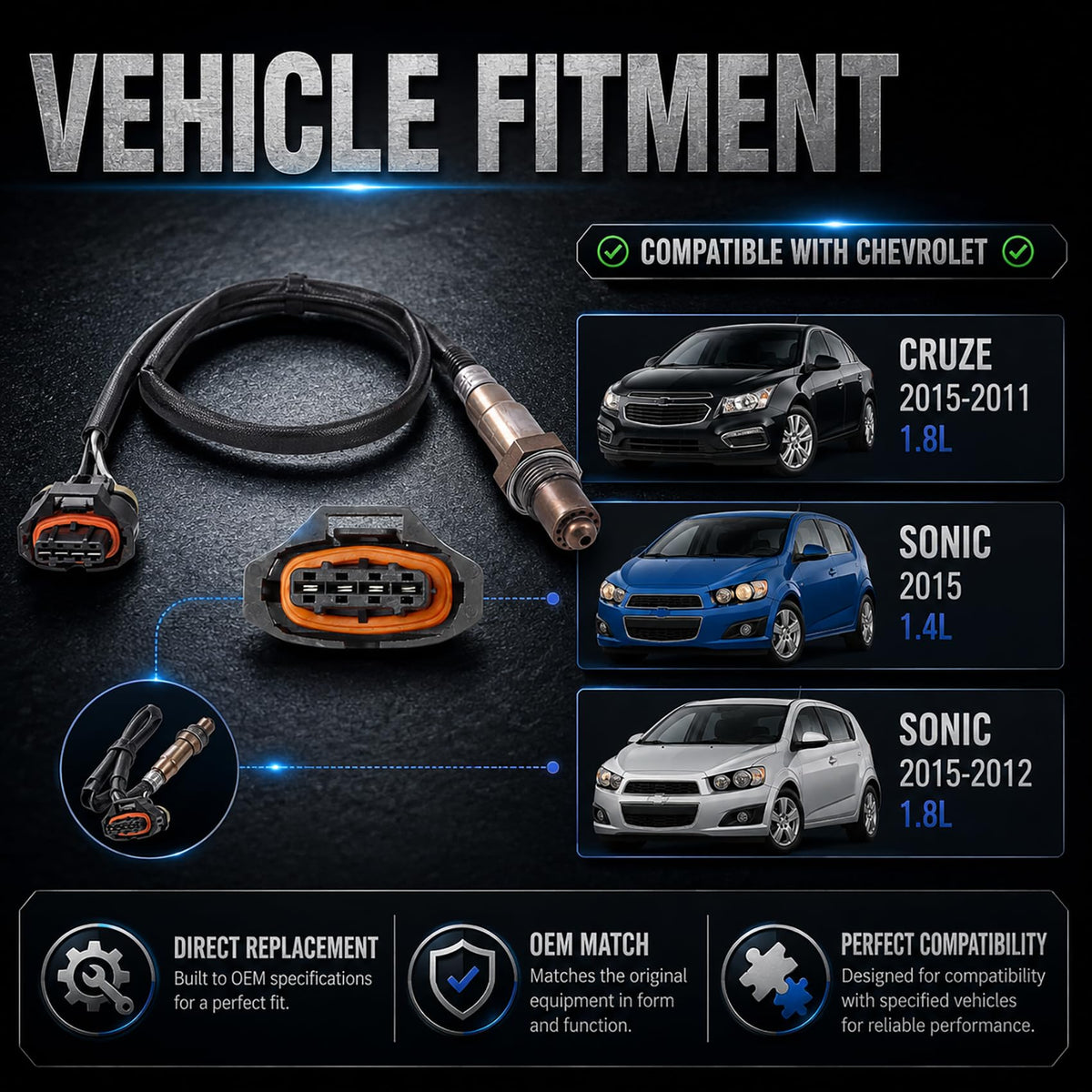 Upstream Oxygen Sensor for Chevrolet 2015 Sonic 1.4l