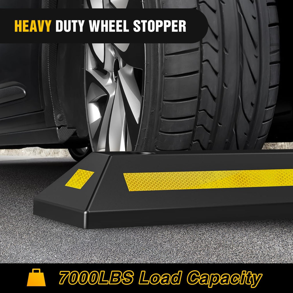Rubber Parking Curb Wheel Stop for Garages and Driveways, 1-Pack | Heavy Duty Parking Block, Helps Guide Cars, SUVs
