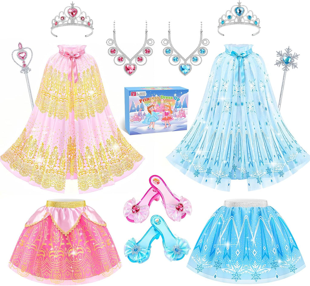 Princess Dress Up Clothes for Little Girls Toddlers Princess Dress Up Shoes | Princess Cape Tutu Shoes Crown Wand