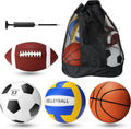 4 Pcs Sport Balls Set Official Size Athletic Balls Include Soccer, Football, Basketball, Volleyball for Indoor