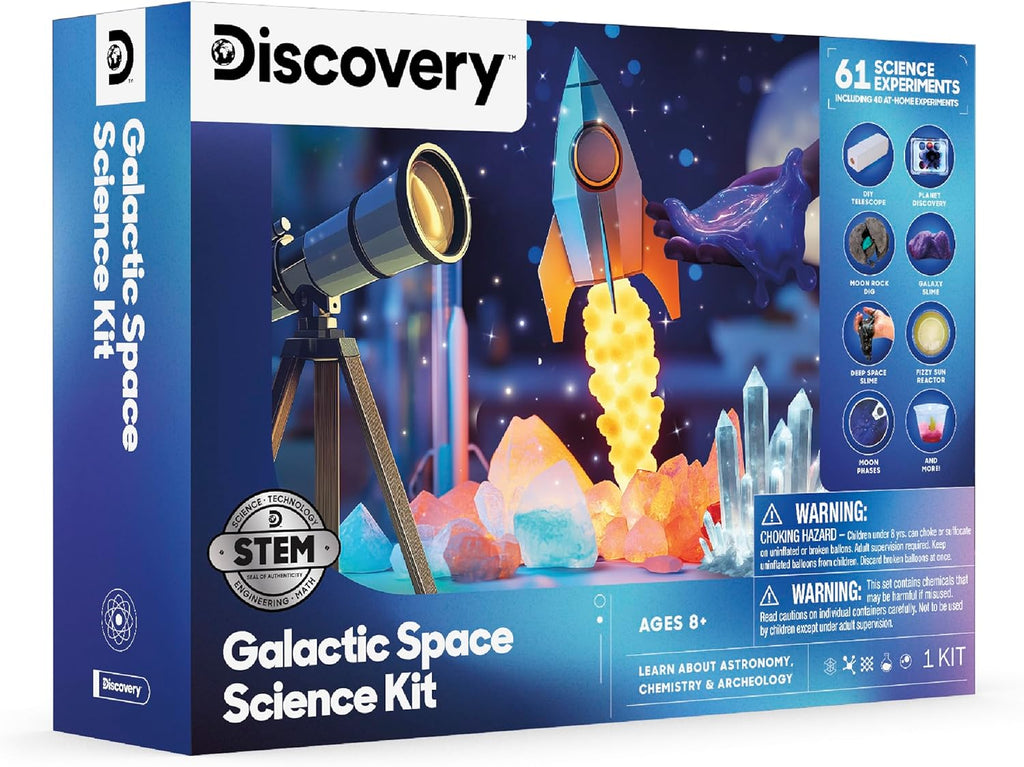 Galactic Space Science Kit – 61 Experiment STEM Lab for Kids| Astronomy & Chemistry Activity Set| Includes DIY