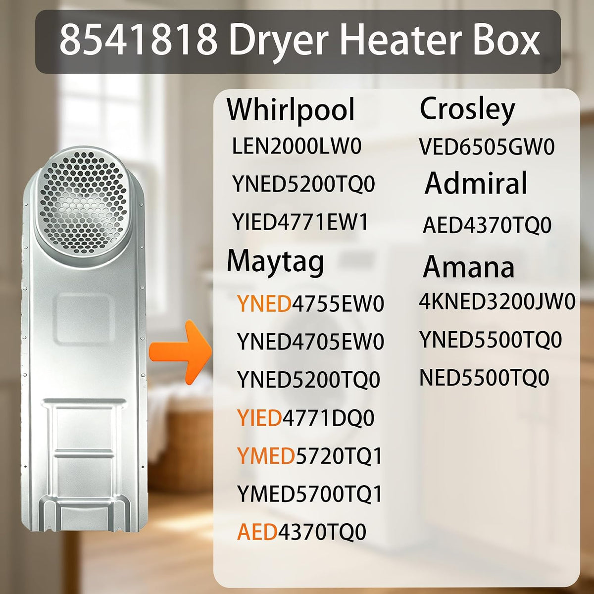 8541818 WP8541818 Dryer Heater Box for Whirlpool/Maytag MEDC415EW0