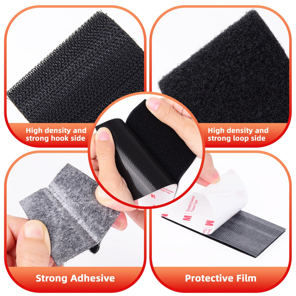 Hook and Loop Tape 1in x 4in x 10 Pairs, Heavy Duty Adhesion Strip