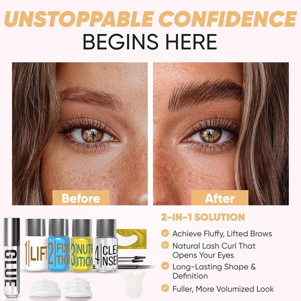 Lash and Eyebrow Lamination Kit | Brow and Lash Lamination Kit | 2-in-1 Professional Brow Lamination Kit for DIY &