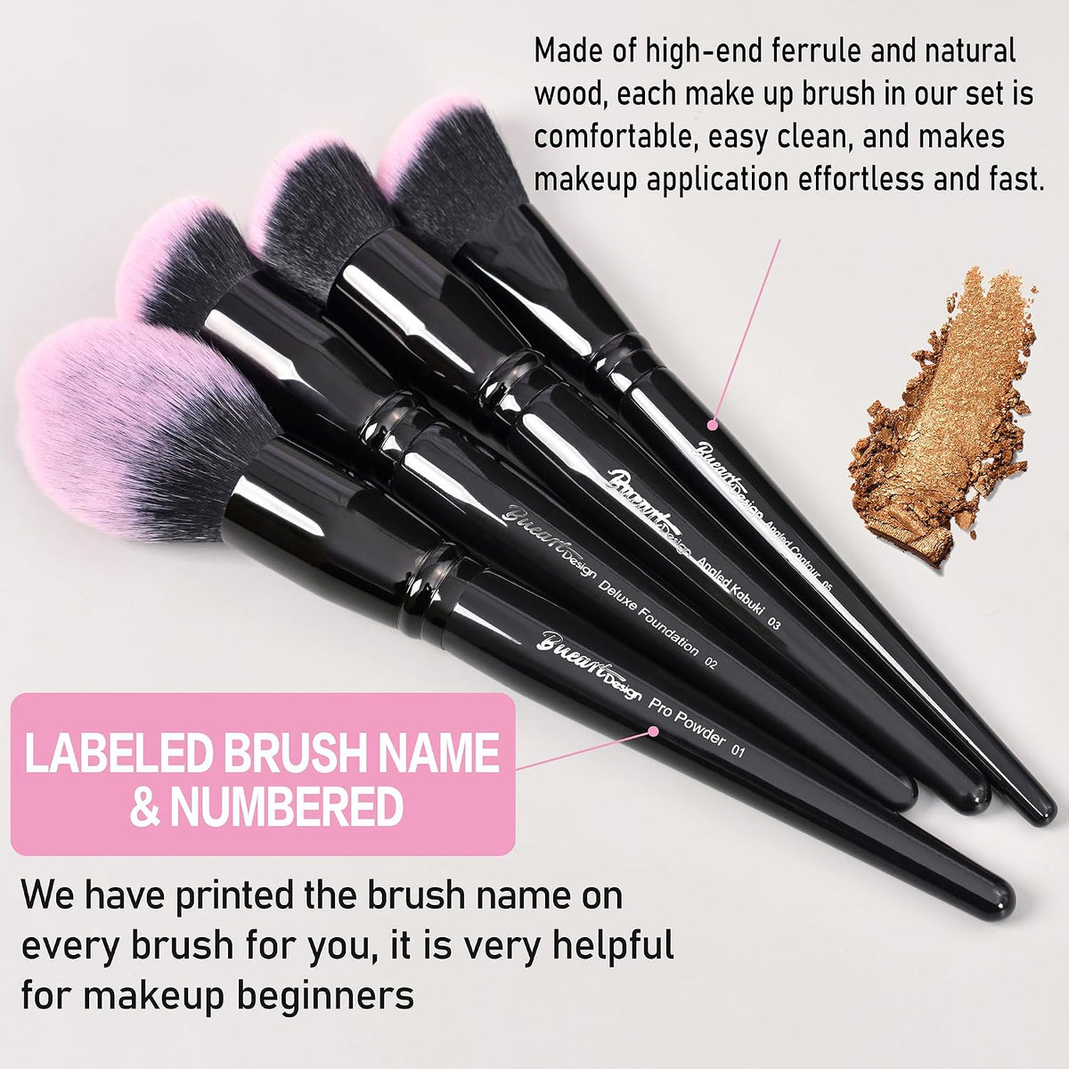 18Pcs Pro Deluxe Makeup Brushes set with Make up Brush Holder