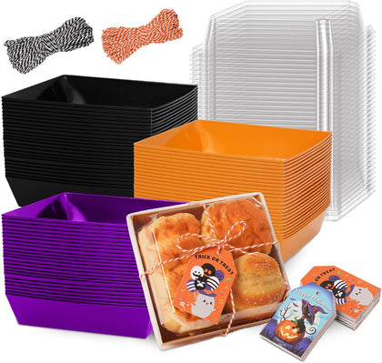 Halloween Charcuterie Boxes Bakery Boxes Disposable Paper Food Containers Gift Box with Clear Lids Ropes Cards for