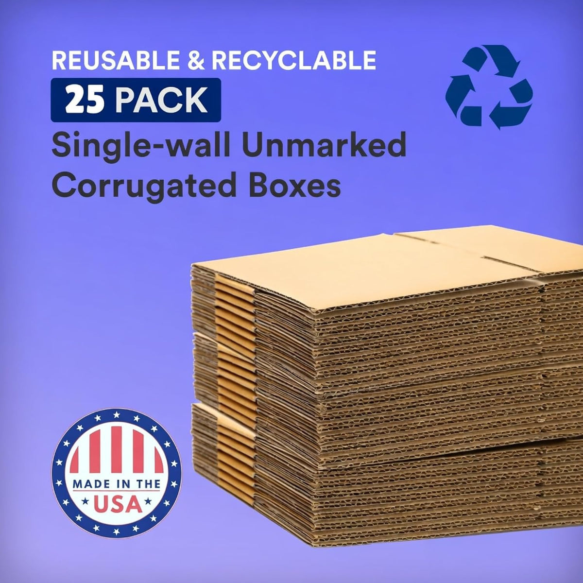 Flat Shipping Boxes 10"L x 10"W x 4"H (25 Pack) | Corrugated Cardboard Single-Wall Small Kraft Boxes for Moving