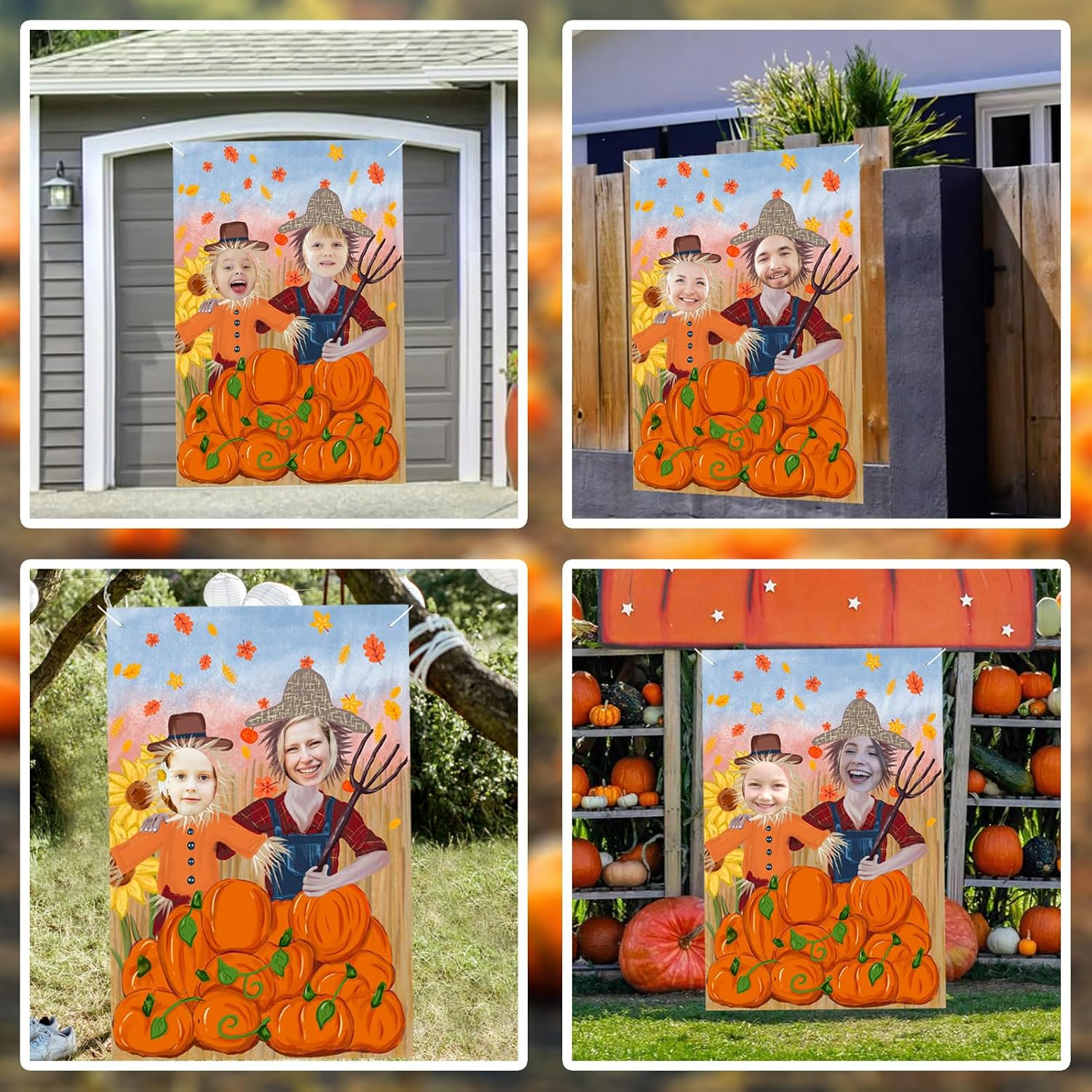 Thanksgiving Photography Backdrop Pumpkin Photo Background Fall Harvest Decor Autumn Events Photo Props Scarecrow