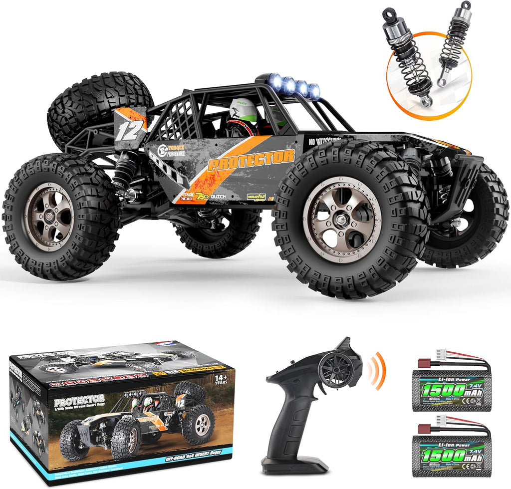 905 Protector 1:12 Scale RC Cars, Off-Road RC Buggy Hobby Grade | Aluminum Oil-Filled Shocks, Fast Remote Control Car