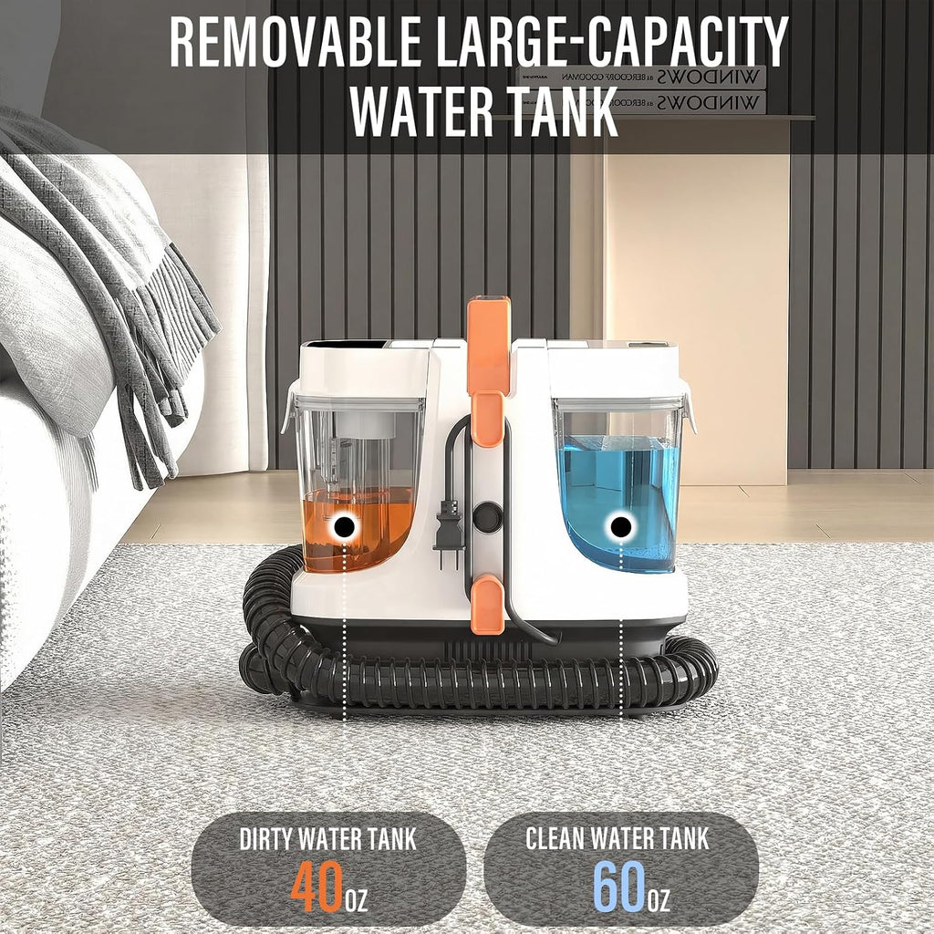 Upholstery Cleaner Machine, 18Kpa Pet Stain Extractor | Portable spot cleaner for carpets, sofas, car interiors, and