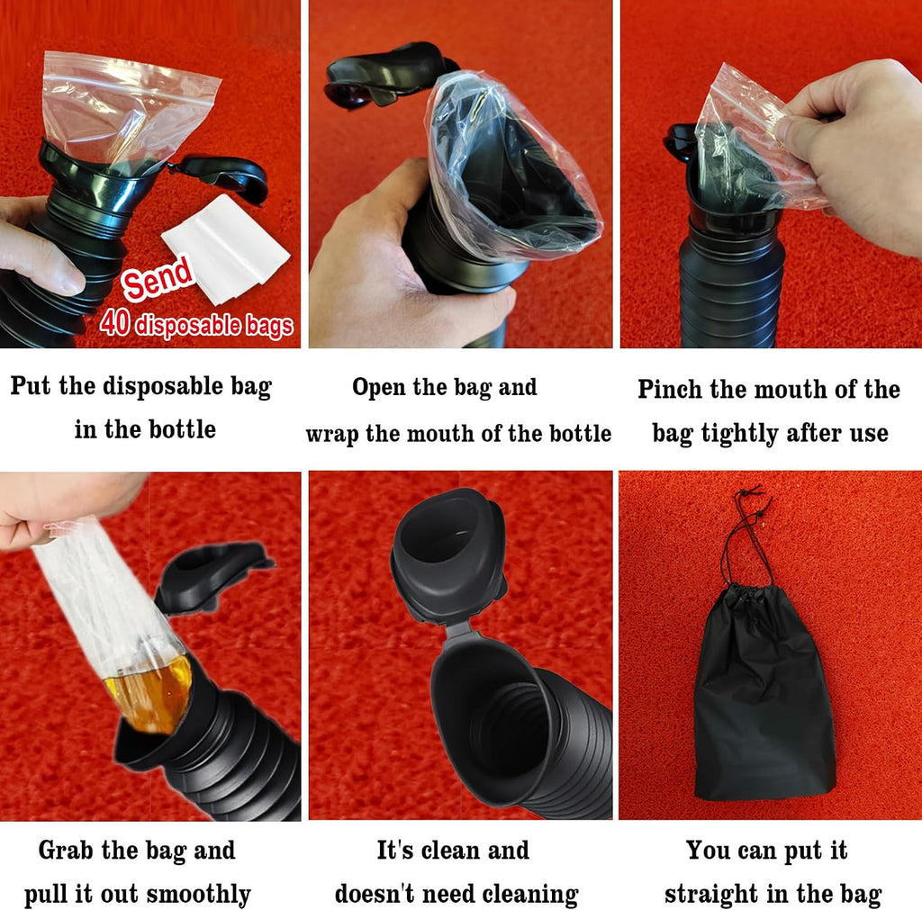 Car Travel Portable Urinal for Men and Women, Spill Proof 750 ml 2Pcs | with Disposable Bag, Portable Urine Bottle