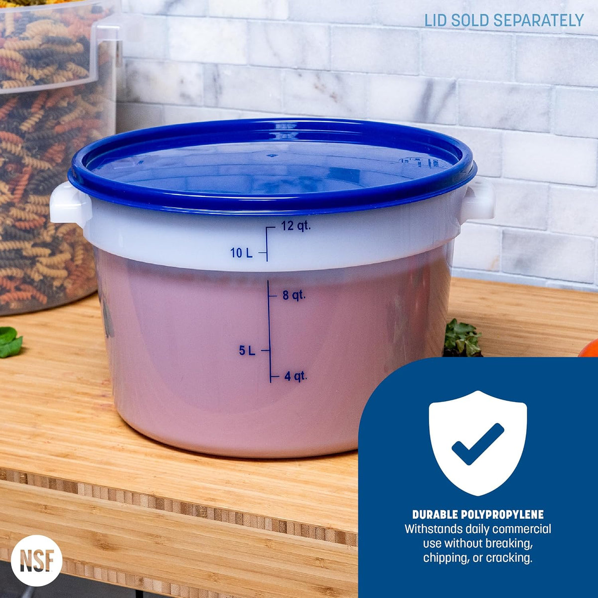 Storplus Round Food Storage Container with Stackable Design for Catering, Buffets, Restaurants, Polyethylene (Pe), 12
