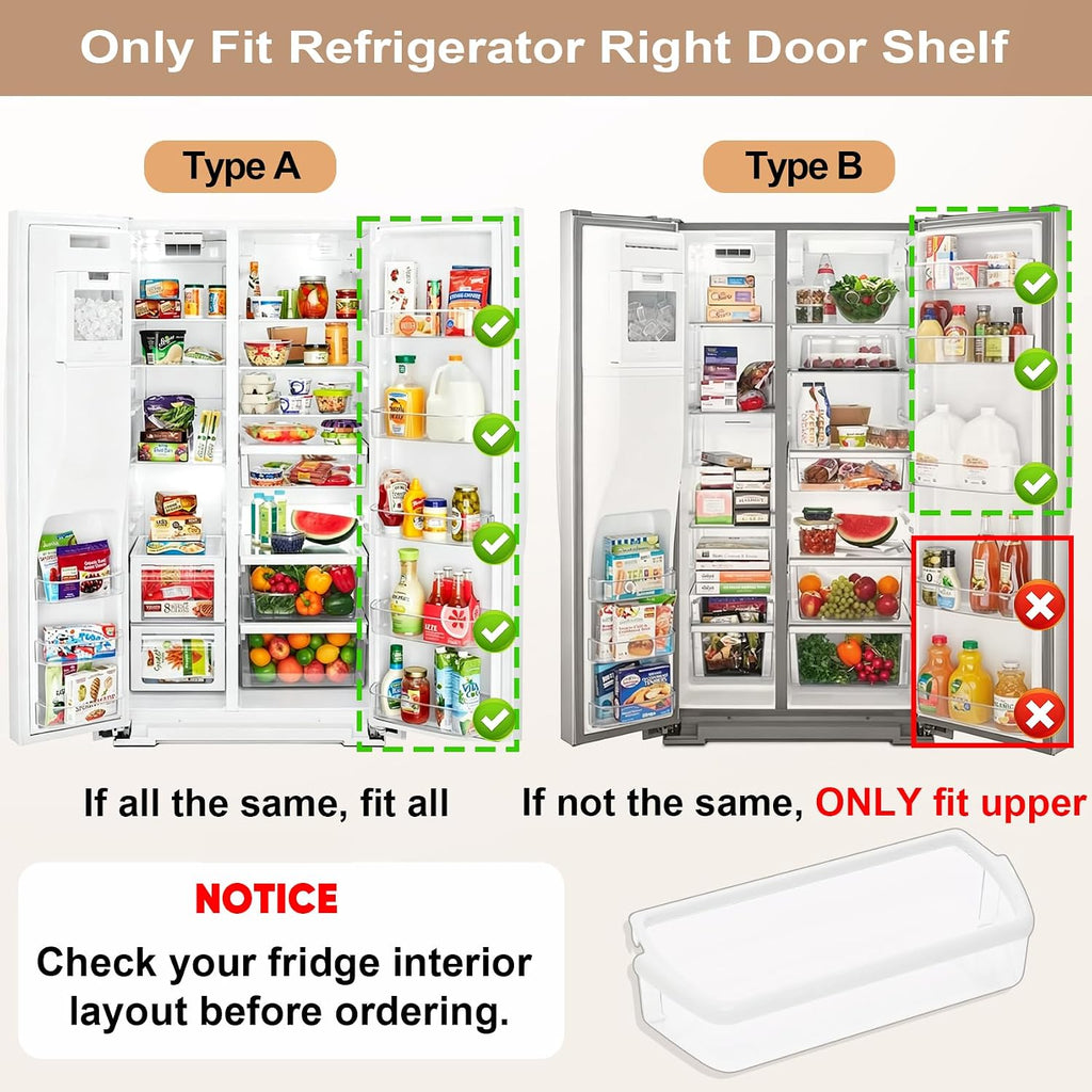 2-Pack ED5LHAXWQ00 ED5LHAXWS07 Right Door Shelf Bin for Whirl-pool Fridge