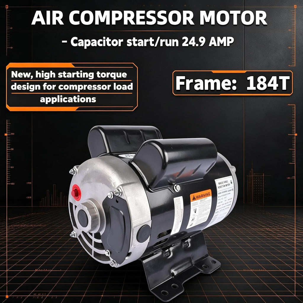 54421193 5HP Air Compressor Motor for Ingersoll Rand, Single Phase