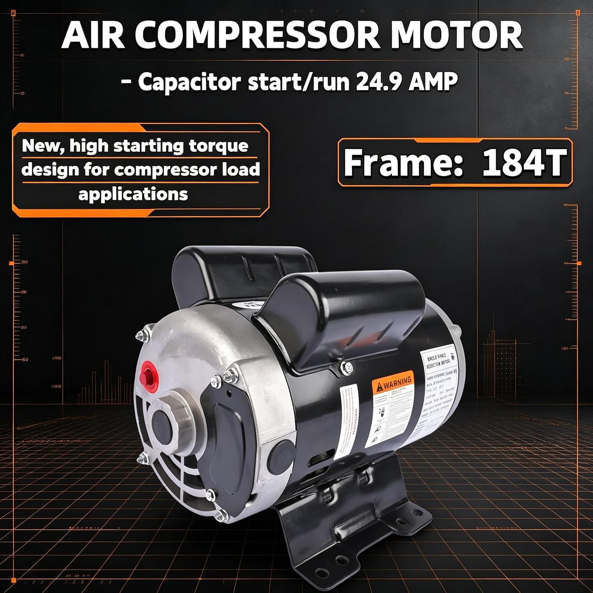54421193 5HP Air Compressor Motor for Ingersoll Rand, Single Phase