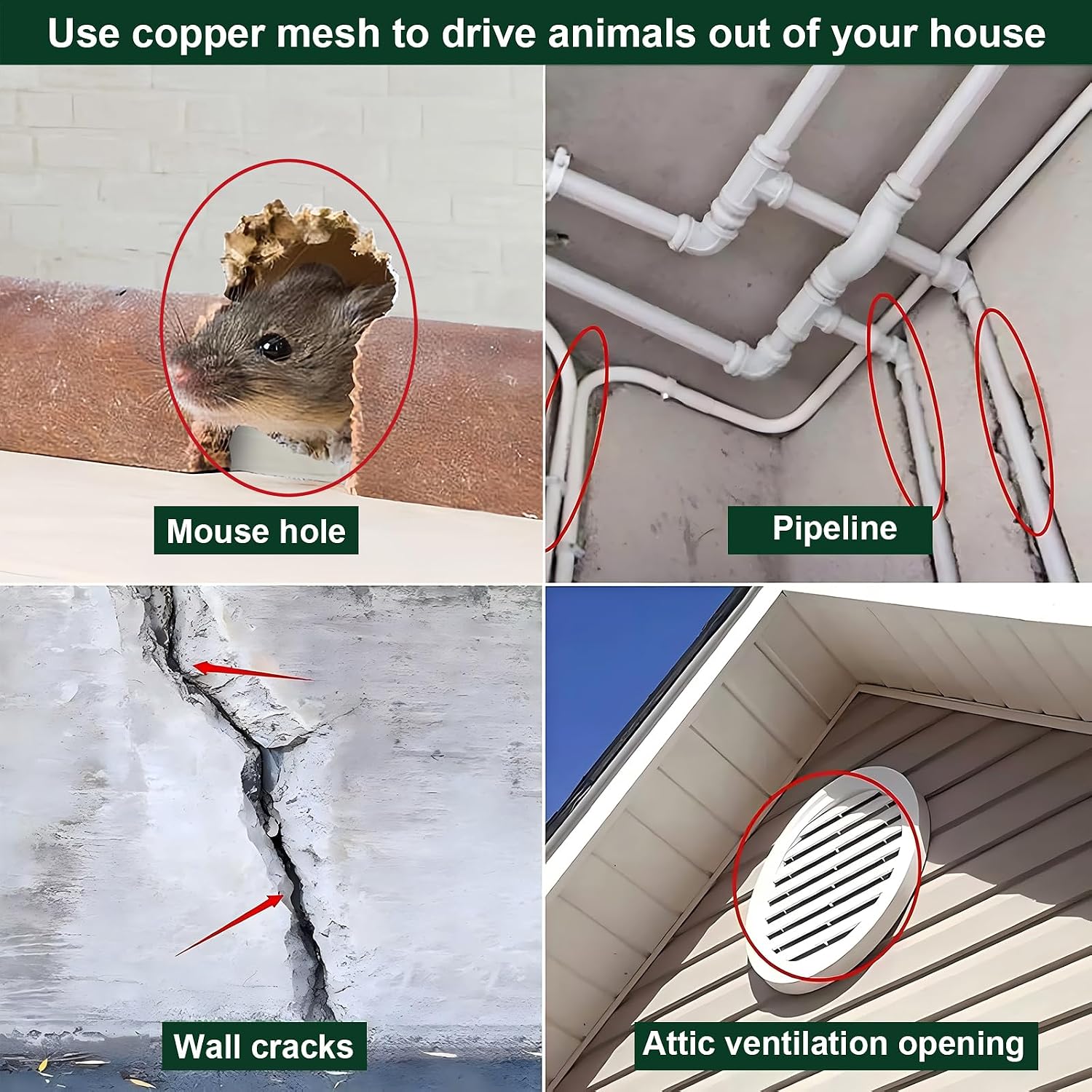Copper Mesh Roll – 5 in x 20 ft Rodent & Pest Control Hole Filler for Gaps and Cracks – Gloves & Tools Included