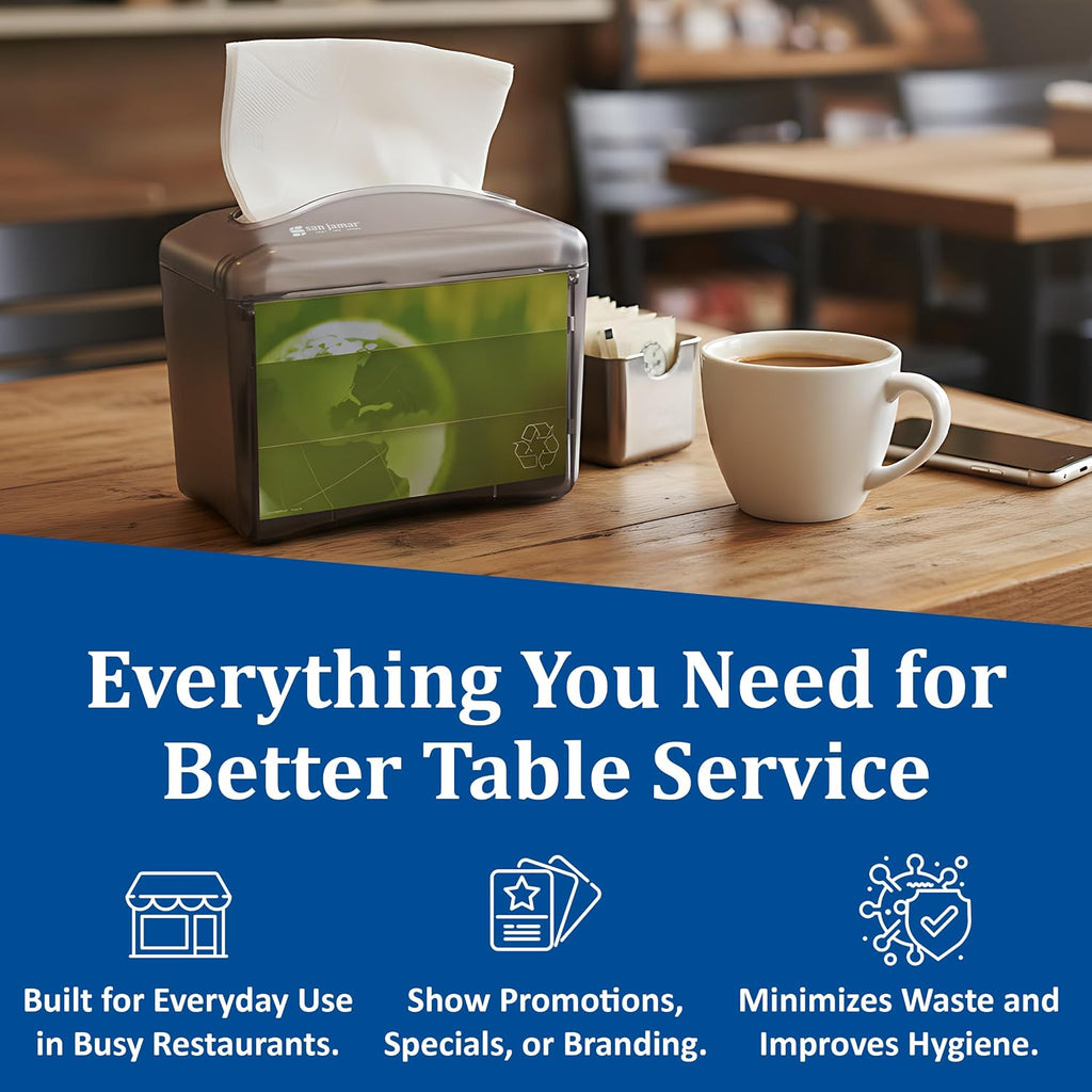 Venue Napkin Dispenser for Restaurant Tabletop, 200-250 Napkins, Mini Interfold, Black