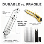 2-Pack Stainless Steel Retractable Utility Knife Box Cutter
