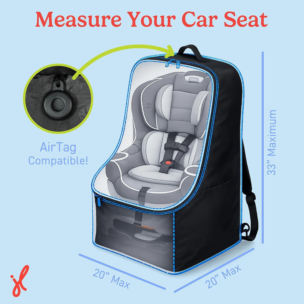 Padded Backpack Car Seat Bag - Car Seat Travel Bag for Airplane, Fits Most Baby & Infant Carriers & Bootsters