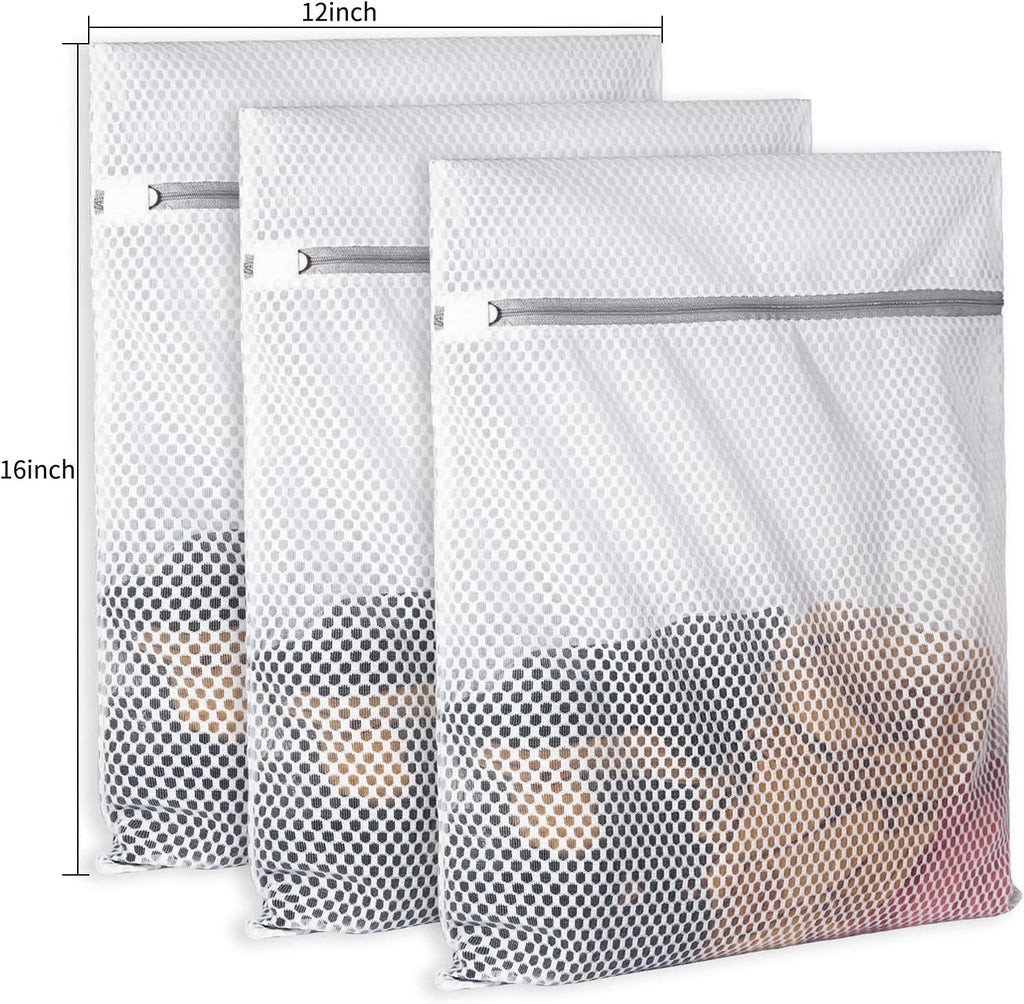 3Pcs Durable Honeycomb Mesh Laundry Bags for Delicates 125gsm Net Fabric Durable and Reusable Delicate Wash