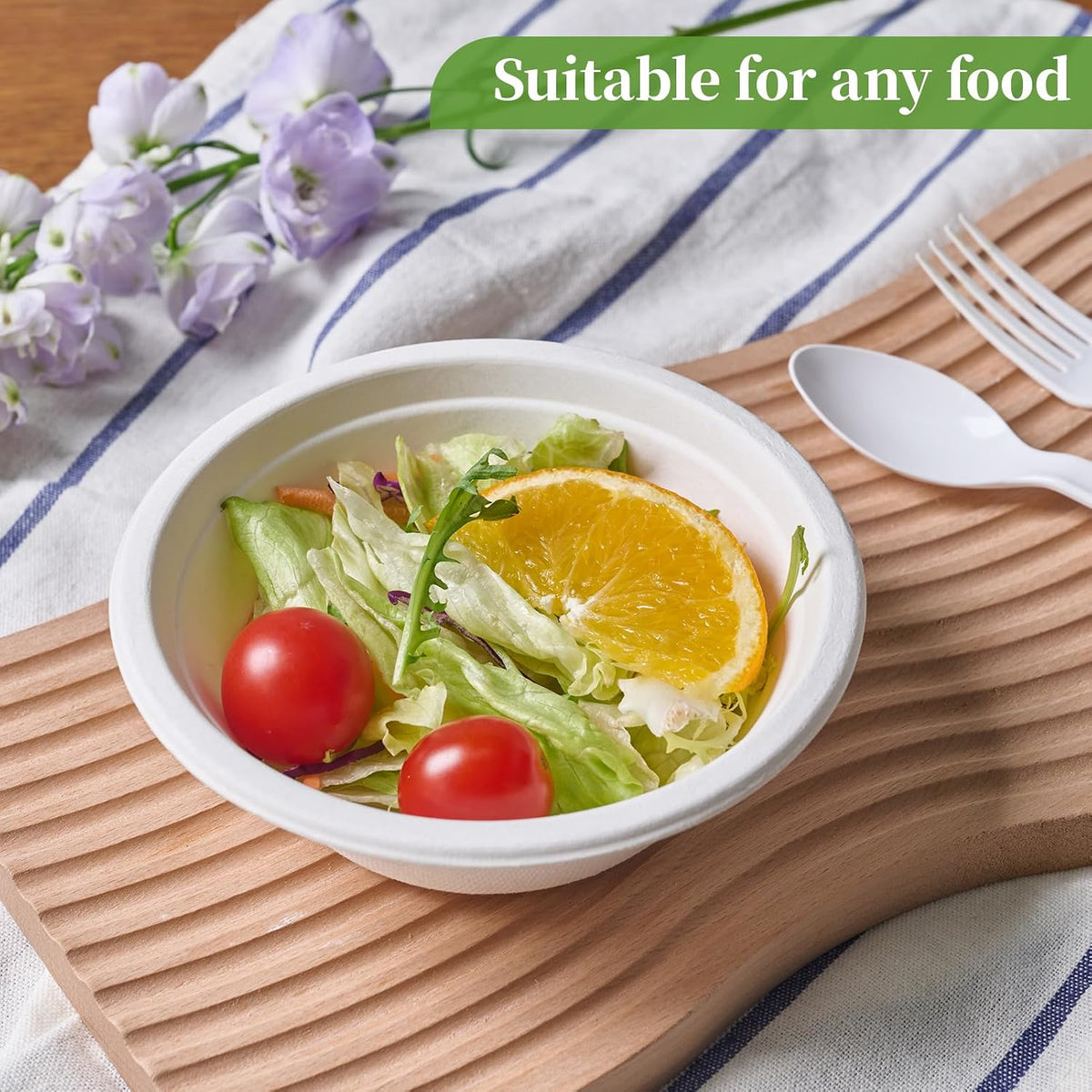 150 Pack 12 oz Compostable Paper Bowls Disposable, White