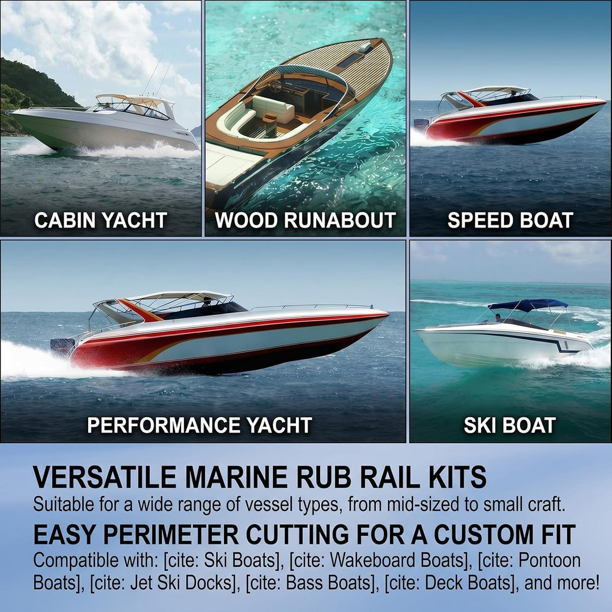 TPE Boat Rub Rail Insert, Black, 50.85 FT x 3/4 x 3/8 Inch