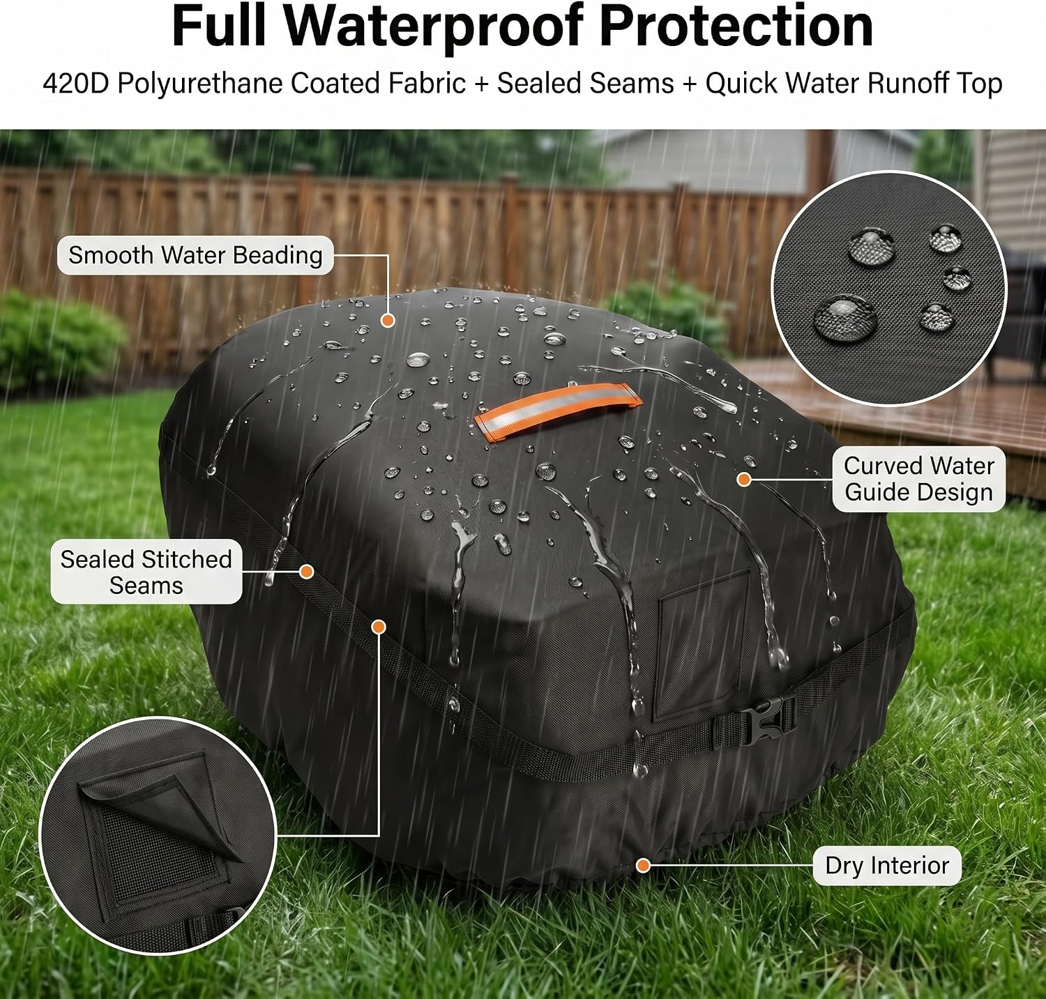 Robot Lawn Mower Cover Waterproof, 420D Outdoor Robotic Mower Cover, Black | 420D waterproof fabric, backyard robotic