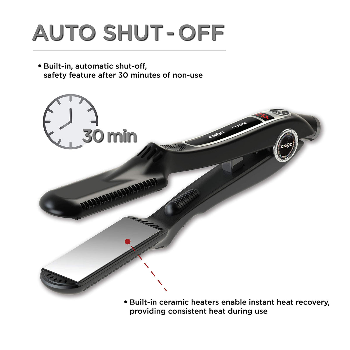 Classic Silver Titanium Flat Iron Hair Straightener, 1.5 Inch