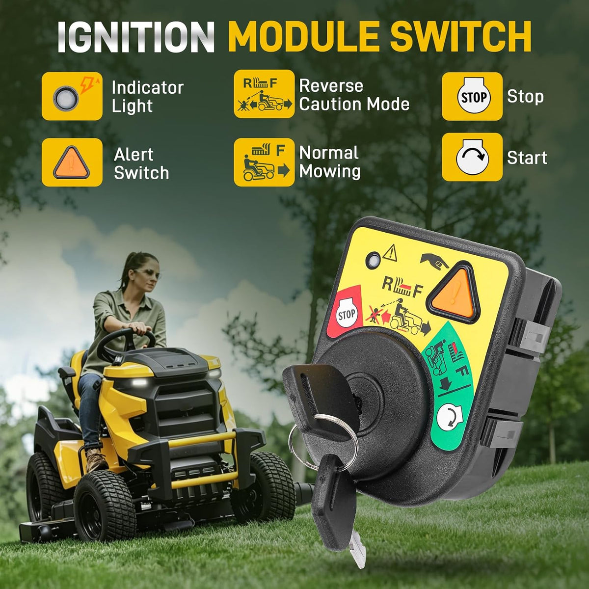 725-04227 Ignition Switch Module with 2 Keys 7 terminals & 725-06153A Starter Solenoid Compatible with Cub Cadet XT1, XT2,LGT & LGTX Series, RZT Zero Turn Mower L Series S Series Replaces #725-07527