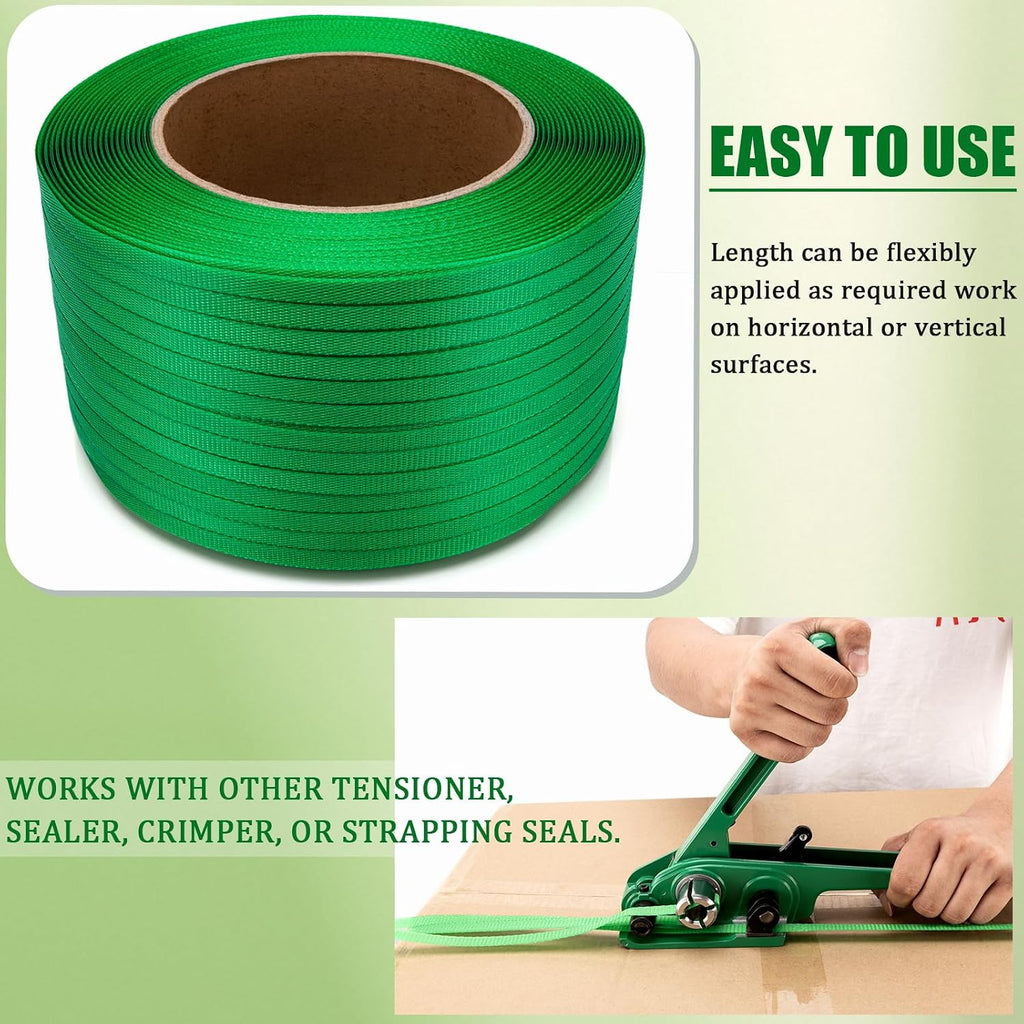 Heavy Duty Polyester Strapping Band 3280' x 1/2" x 0.030" Green, 300 lbs Break Strength