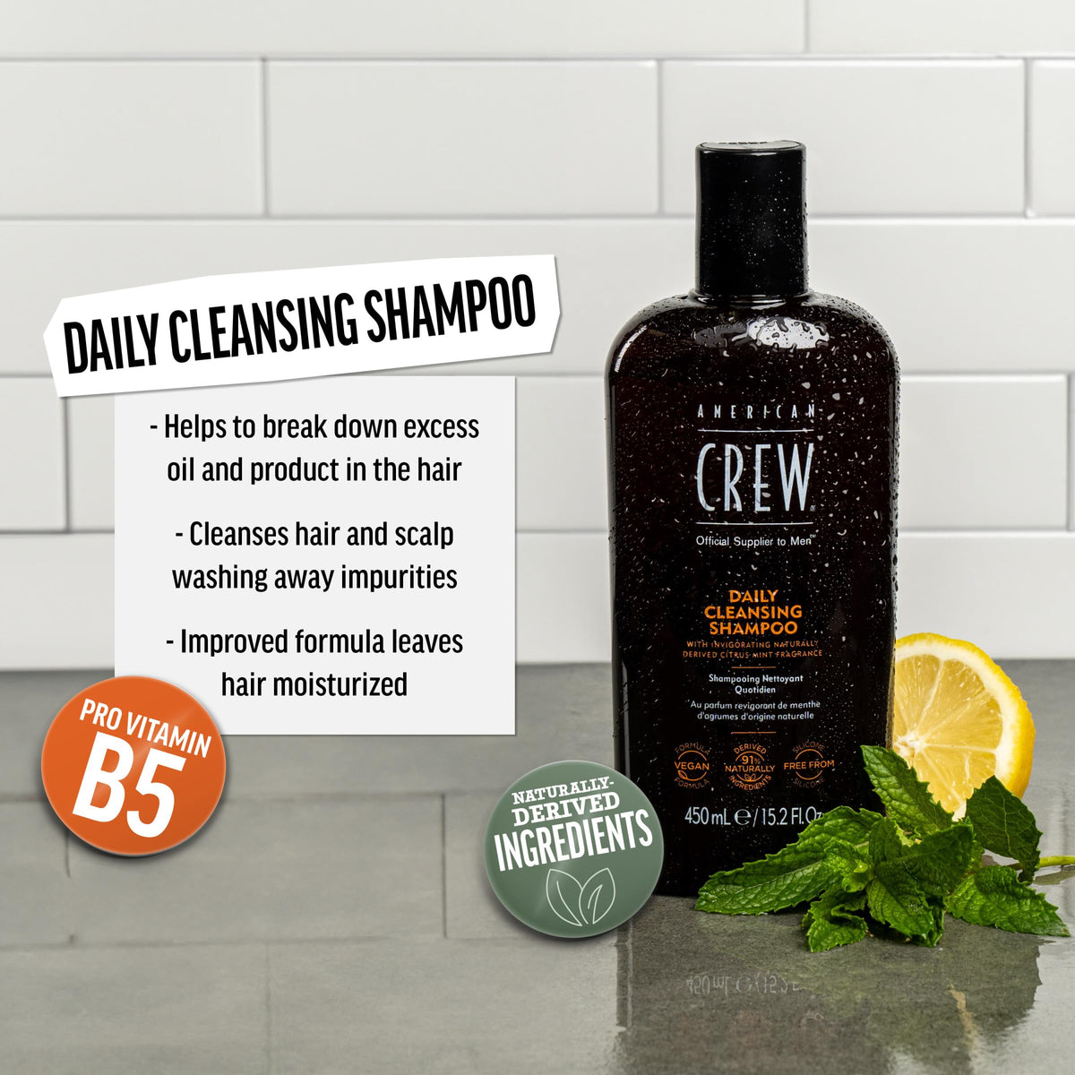 Men's Daily Cleansing Shampoo, Citrus Mint, 3.3 fl oz