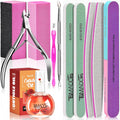 Manicure Tools Kit Nail Care Kit with 3 pcs Files, 2 pcs Buffer Blocks, 2 Polishing Buffers, Cuticle Nipper, Pusher