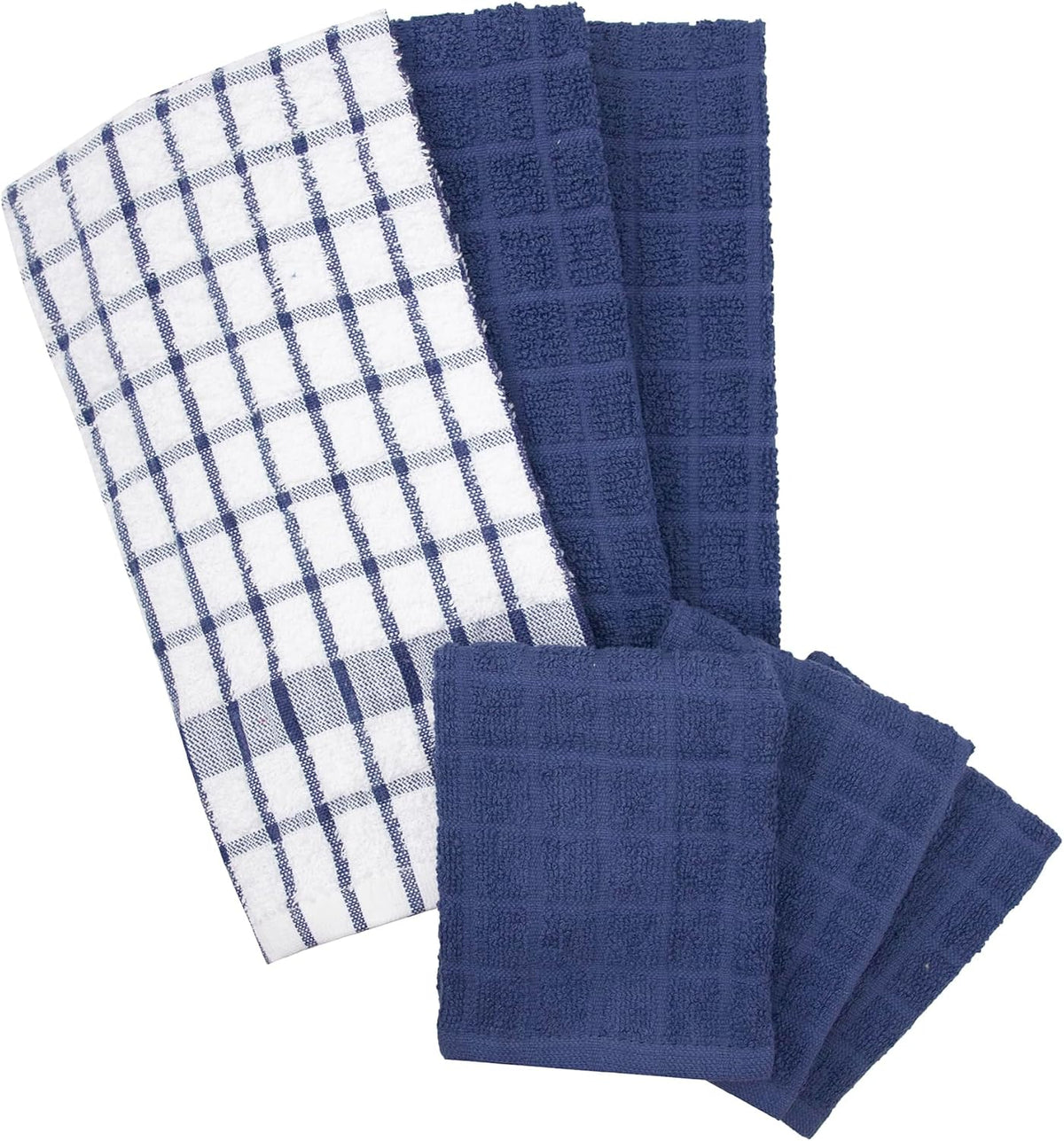 Premium Kitchen Towel and Dish Cloth Value Set: Highly Absorbent, Super Soft, Long-Lasting, 100% Cotton Checked and