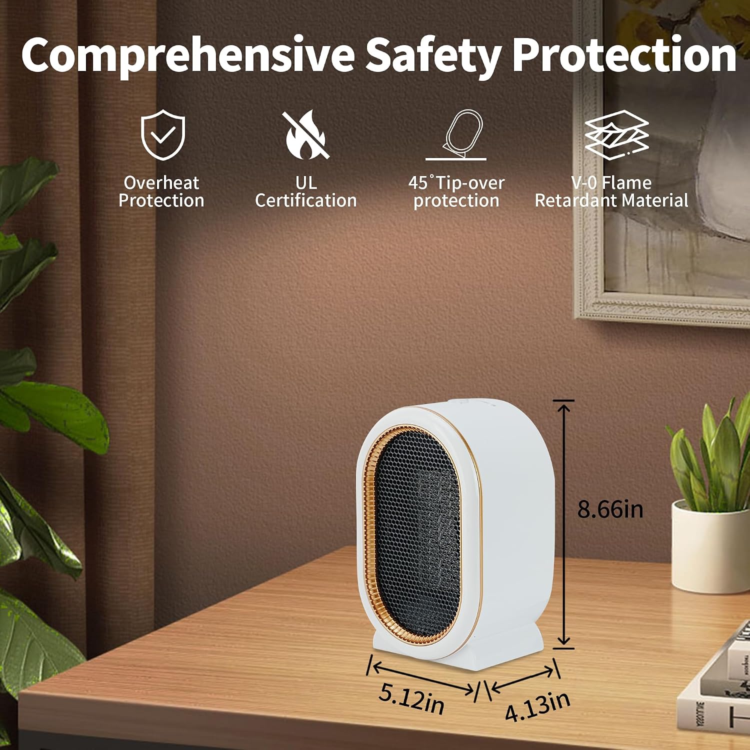 Indoor Electric Portable Space Heater, 1200W Personal Desk Heater | Fast Quiet Heating Ceramic with Thermostat for