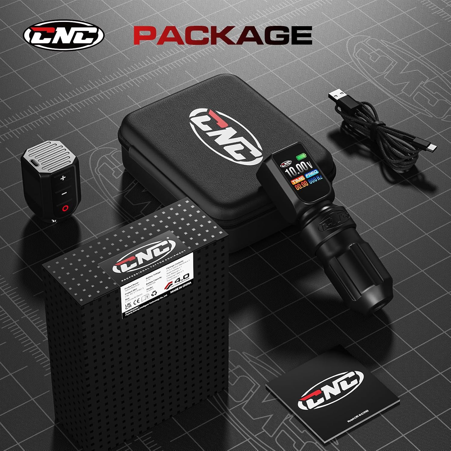 Wireless Tattoo Machine, Rotary Pen with 3200mAh Dual Batteries Power Supply Tattoo Gun LED Display 4.0 Stroke